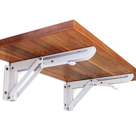 heavy duty white metal triangle table bench folding shelf bracket|shelf brackets canada.